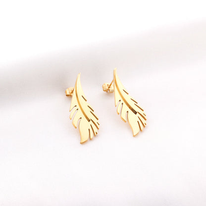 Leaf Stud Earrings Gold asonjewelry
