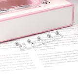 12 pairs 3mm/4mm/5mm/6mm/8mm steel/gold 4-grip round white diamond screw plugs