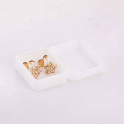 6.8mm Pentagram with CNC White Zirconia Stud Earrings Steel/Gold asonjewelry