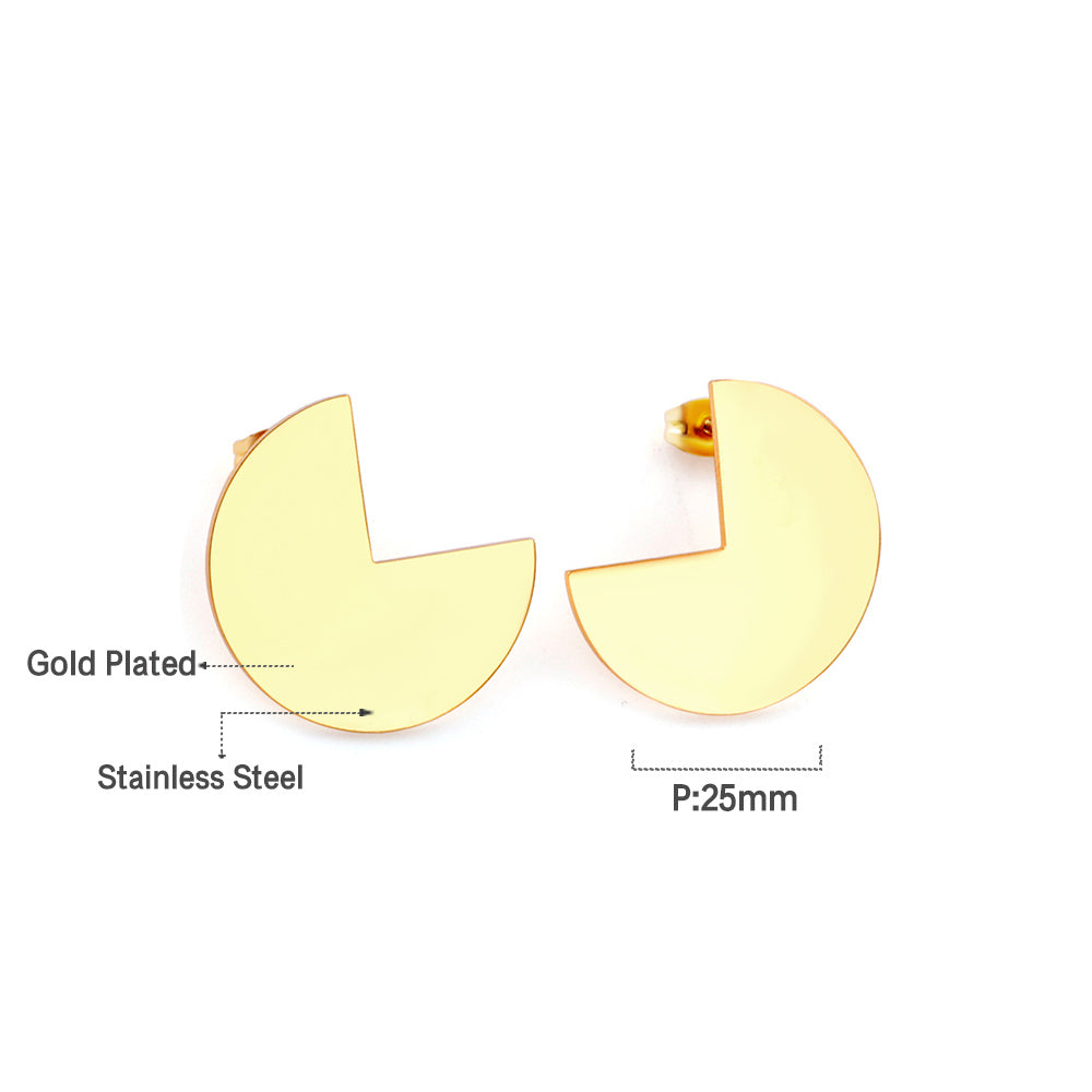 Round Stud Earrings with Missing Angle asonjewelry