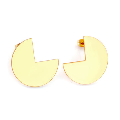 Round Stud Earrings with Missing Angle asonjewelry