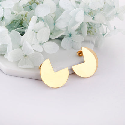 Round Stud Earrings with Missing Angle asonjewelry