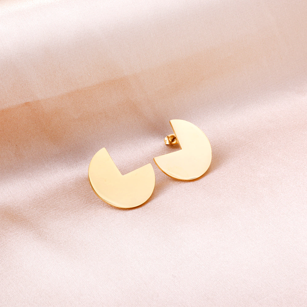 Round Stud Earrings with Missing Angle asonjewelry