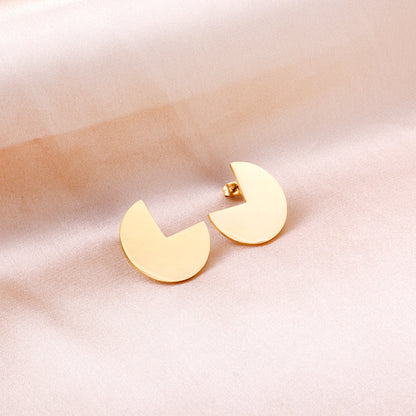 Round Stud Earrings with Missing Angle asonjewelry