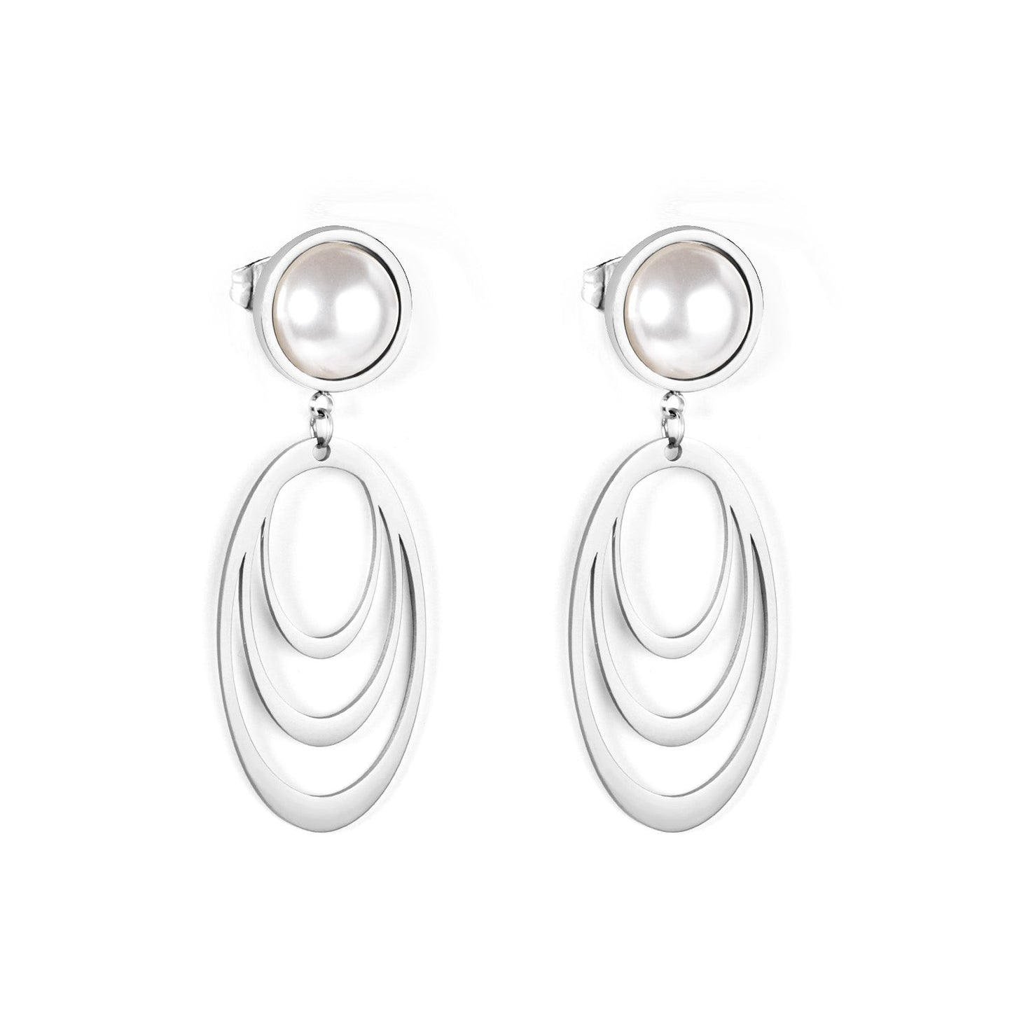 Polished White Pearl Earrings Dangle asonjewelry