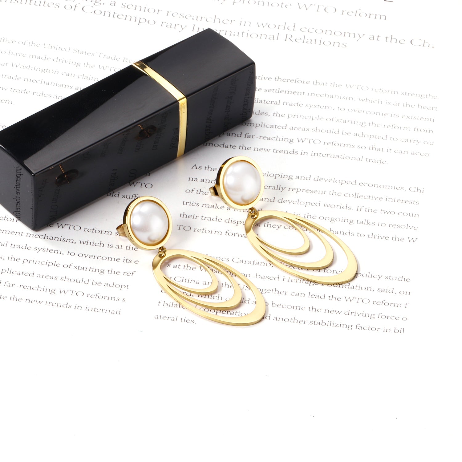 Polished White Pearl Earrings Dangle asonjewelry