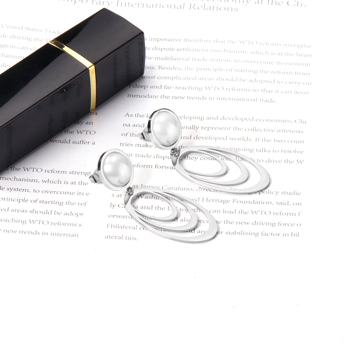 Polished White Pearl Earrings Dangle asonjewelry