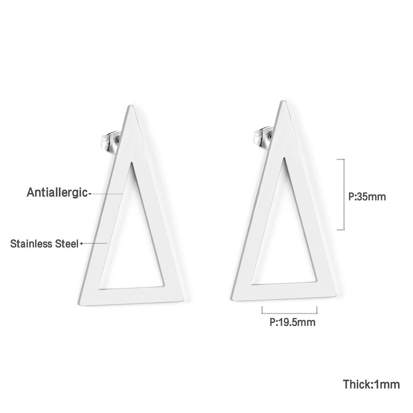 Triangle glossy stud earrings asonjewelry