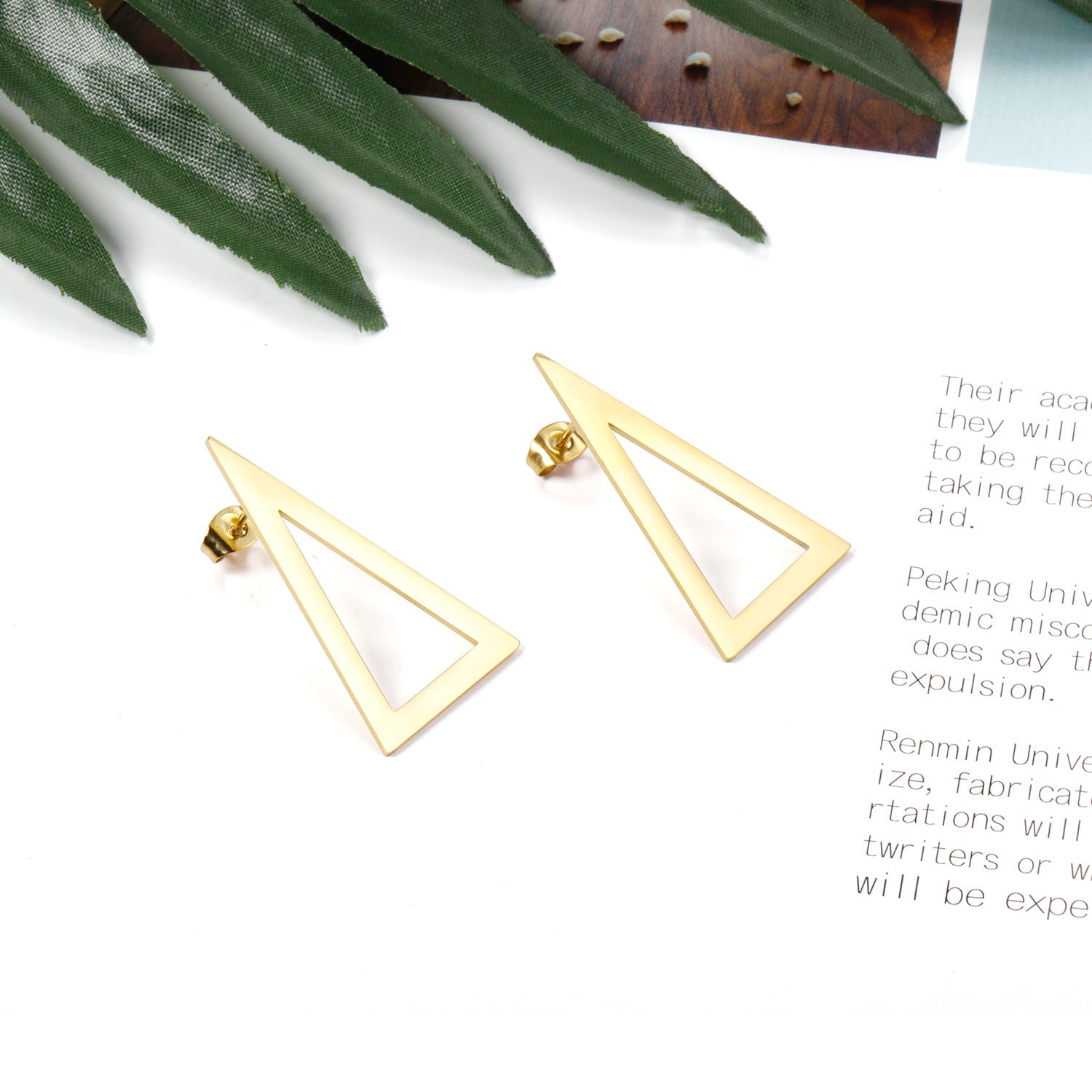 Triangle glossy stud earrings asonjewelry