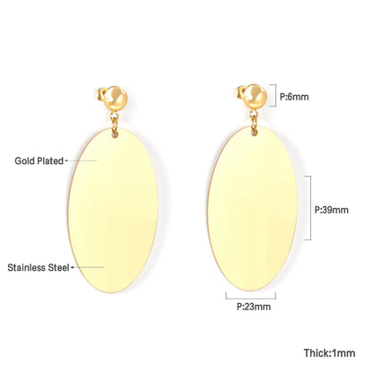 Halved Steel Bead Gloss & Brushed Oval Earrings asonjewelry