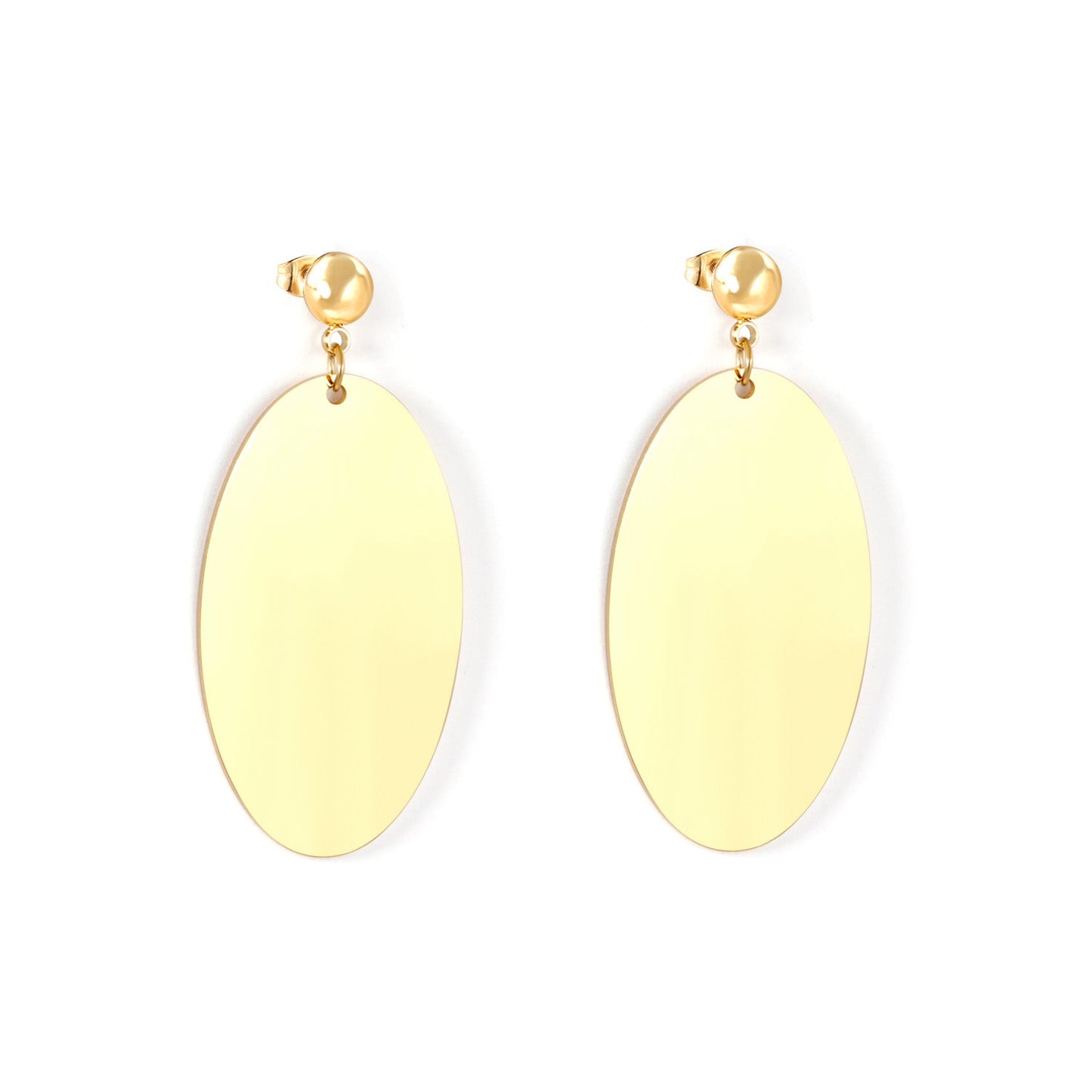 Halved Steel Bead Gloss & Brushed Oval Earrings asonjewelry