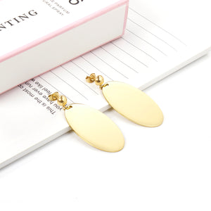 Halved Steel Bead Gloss & Brushed Oval Earrings