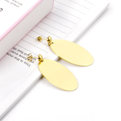 Halved Steel Bead Gloss & Brushed Oval Earrings asonjewelry