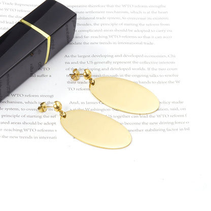 Halved Steel Bead Gloss & Brushed Oval Earrings asonjewelry