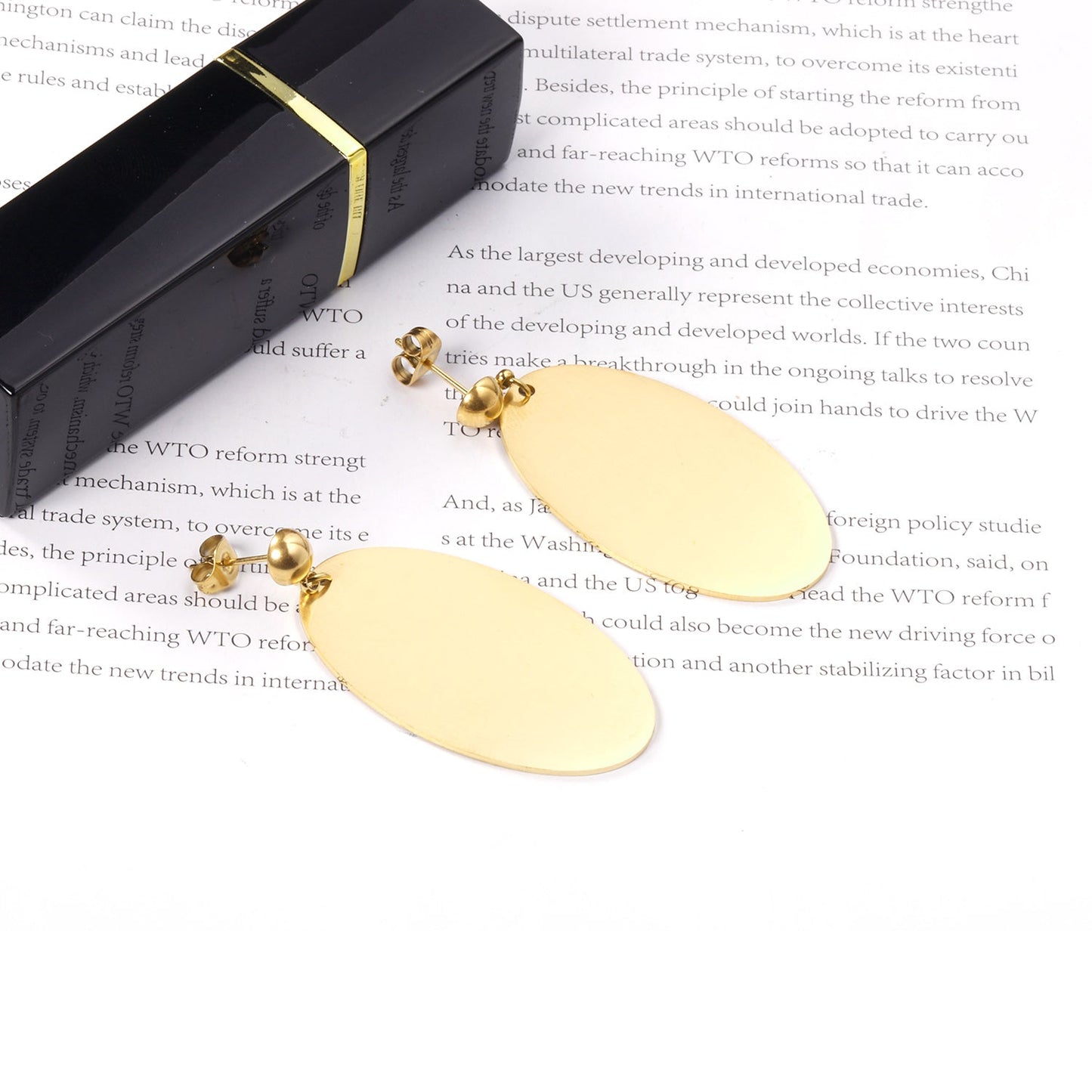 Halved Steel Bead Gloss & Brushed Oval Earrings asonjewelry