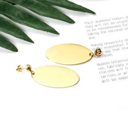 Halved Steel Bead Gloss & Brushed Oval Earrings asonjewelry