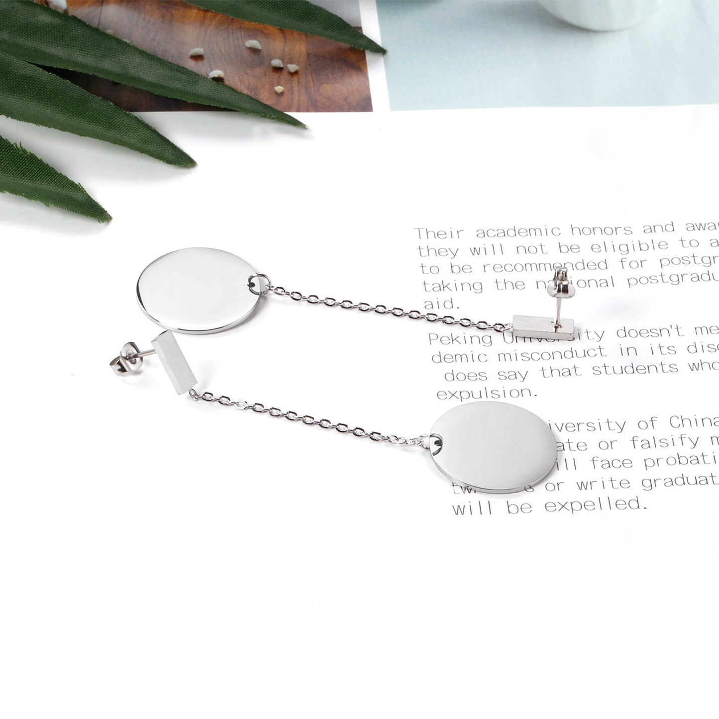 4x10mm rectangle + 20mm glossy round earrings asonjewelry