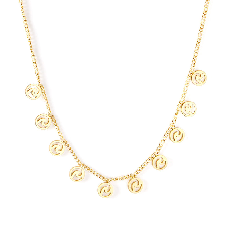 0.4 Side Chain 40+5cm Necklace with 10 5mm rounds in polished finish
