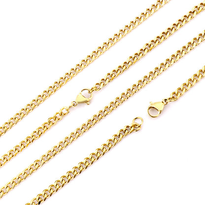 ASON 10pcs/bulk long necklace collar 1.0 wire 3.5mm*45cm grinding six sides matching chain steel color & gold stainless steel necklace wholesale asonjewelry