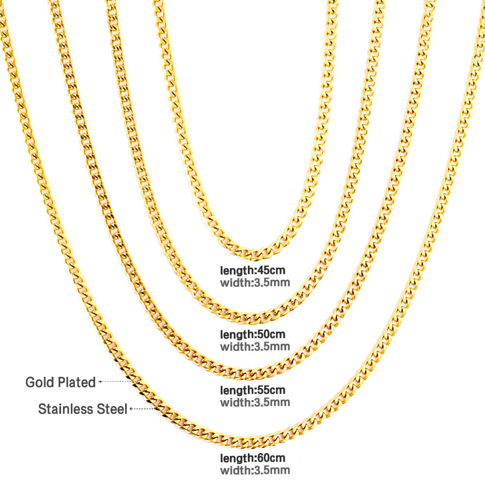 ASON 10pcs/bulk long necklace collar 1.0 wire 3.5mm*45cm grinding six sides matching chain steel color & gold stainless steel necklace wholesale asonjewelry