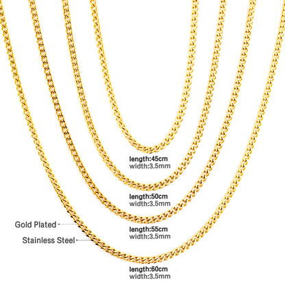 ASON 10pcs/bulk long necklace collar 1.0 wire 3.5mm*45cm grinding six sides matching chain steel color & gold stainless steel necklace wholesale asonjewelry