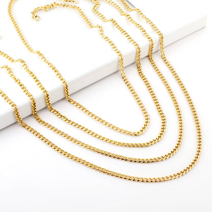 ASON 10pcs/bulk long necklace collar 1.0 wire 3.5mm*45cm grinding six sides matching chain steel color & gold stainless steel necklace wholesale asonjewelry