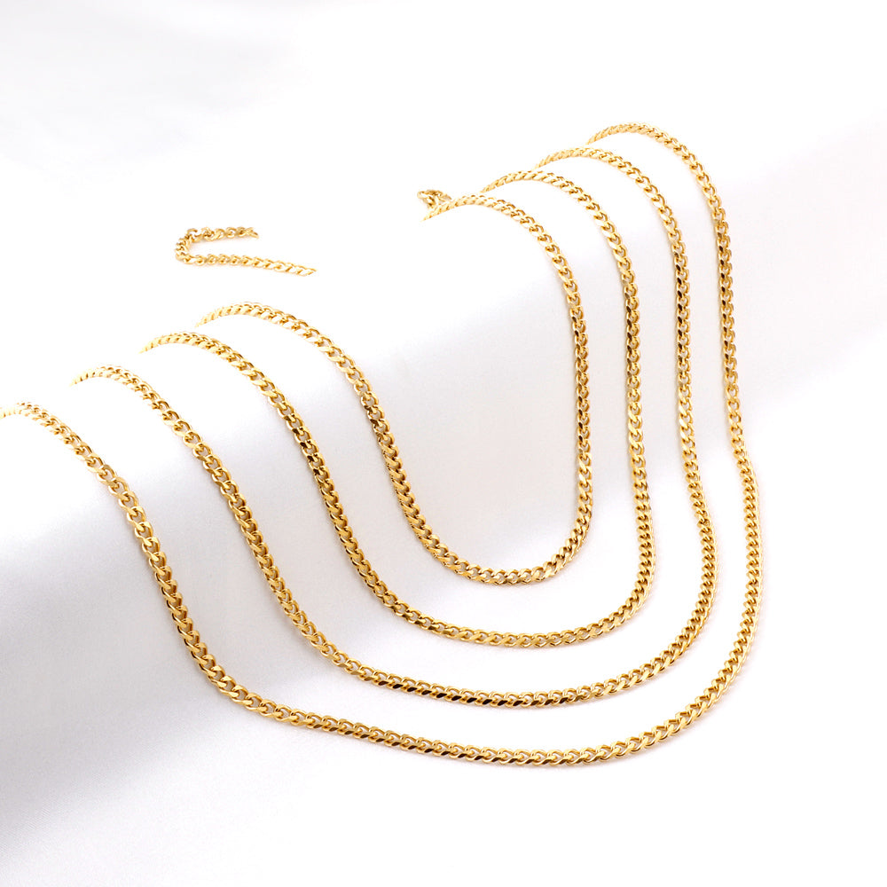 ASON 10pcs/bulk long necklace collar 1.0 wire 3.5mm*45cm grinding six sides matching chain steel color & gold stainless steel necklace wholesale asonjewelry