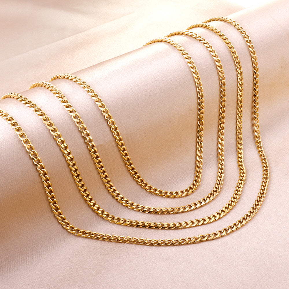 ASON 10pcs/bulk long necklace collar 1.0 wire 3.5mm*45cm grinding six sides matching chain steel color & gold stainless steel necklace wholesale asonjewelry