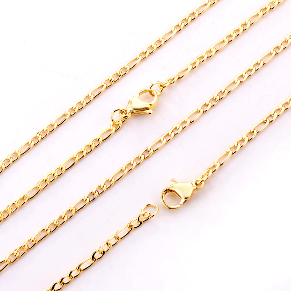 ASON 10pcs/bulk long necklace collar 0.6 wire 2.3mm*45cm 3;1nk matching chain steel color & gold stainless steel necklace wholesale asonjewelry
