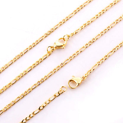 ASON 10pcs/bulk long necklace collar 0.6 wire 2.3mm*45cm 3;1nk matching chain steel color & gold stainless steel necklace wholesale asonjewelry