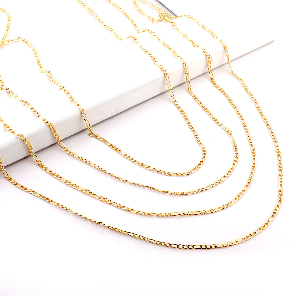 ASON 10pcs/bulk long necklace collar 0.6 wire 2.3mm*45cm 3;1nk matching chain steel color & gold stainless steel necklace wholesale asonjewelry