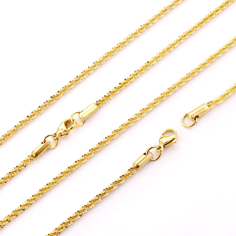 ASON 10pcs/bulk long necklace collar 2.2mm*45cm cauliflower chain with chain Steel Color & Gold Color Stainless Steel Necklace Wholesale asonjewelry