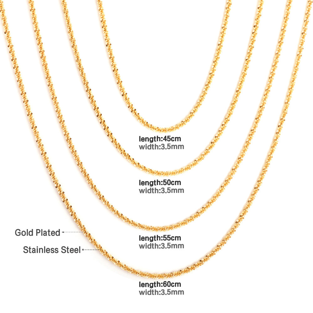 ASON 10pcs/bulk long necklace collar 2.2mm*45cm cauliflower chain with chain Steel Color & Gold Color Stainless Steel Necklace Wholesale asonjewelry