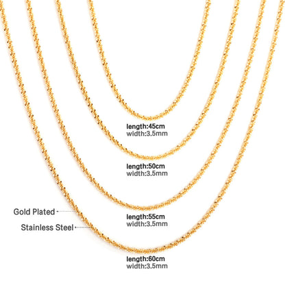 ASON 10pcs/bulk long necklace collar 2.2mm*45cm cauliflower chain with chain Steel Color & Gold Color Stainless Steel Necklace Wholesale asonjewelry