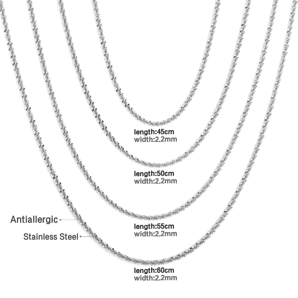 ASON 10pcs/bulk long necklace collar 2.2mm*45cm cauliflower chain with chain Steel Color & Gold Color Stainless Steel Necklace Wholesale asonjewelry