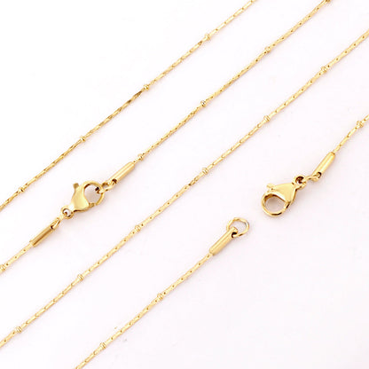 ASON 10pcs/bulk long necklace collar 0.8mm*45cm pendant square clip 2.0 beads matching chain steel color & gold color stainless steel necklace wholesale asonjewelry