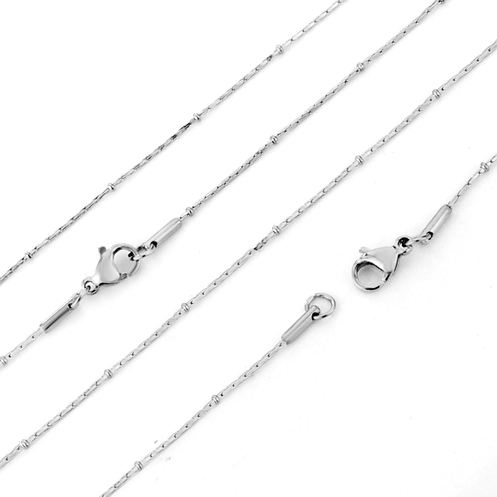 ASON 10pcs/bulk long necklace collar 0.8mm*45cm pendant square clip 2.0 beads matching chain steel color & gold color stainless steel necklace wholesale asonjewelry