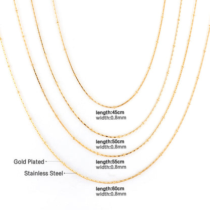 ASON 10pcs/bulk long necklace collar 0.8mm*45cm pendant square clip 2.0 beads matching chain steel color & gold color stainless steel necklace wholesale asonjewelry