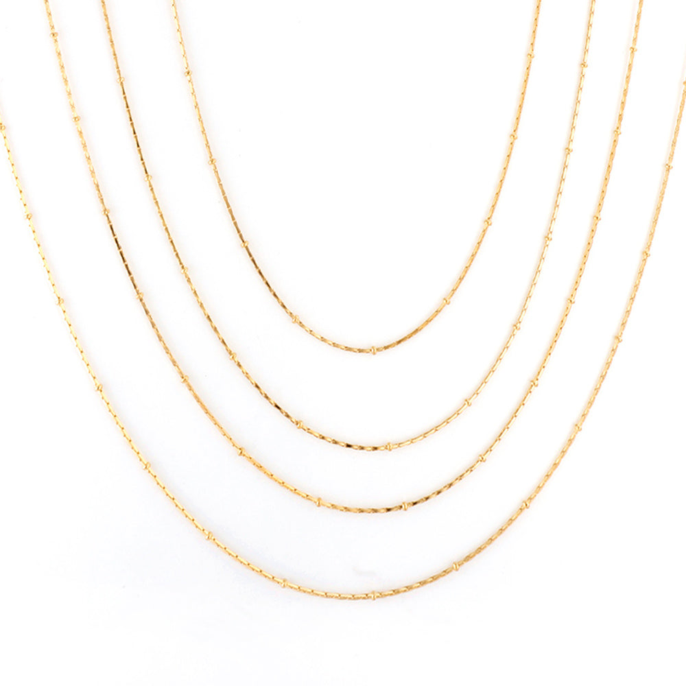 ASON 10pcs/bulk long necklace collar 0.8mm*45cm pendant square clip 2.0 beads matching chain steel color & gold color stainless steel necklace wholesale asonjewelry