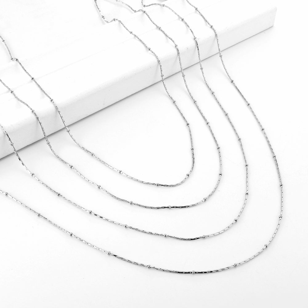 ASON 10pcs/bulk long necklace collar 0.8mm*45cm pendant square clip 2.0 beads matching chain steel color & gold color stainless steel necklace wholesale asonjewelry