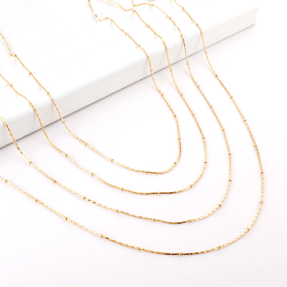 ASON 10pcs/bulk long necklace collar 0.8mm*45cm pendant square clip 2.0 beads matching chain steel color & gold color stainless steel necklace wholesale asonjewelry