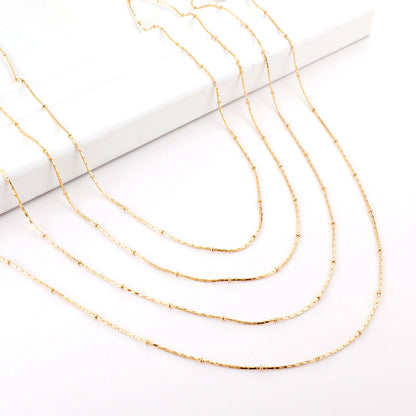 ASON 10pcs/bulk long necklace collar 0.8mm*45cm pendant square clip 2.0 beads matching chain steel color & gold color stainless steel necklace wholesale asonjewelry
