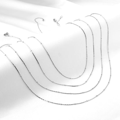 ASON 10pcs/bulk long necklace collar 0.8mm*45cm pendant square clip 2.0 beads matching chain steel color & gold color stainless steel necklace wholesale asonjewelry