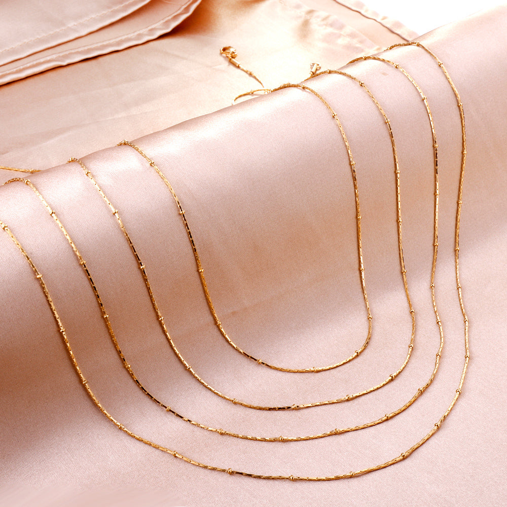 ASON 10pcs/bulk long necklace collar 0.8mm*45cm pendant square clip 2.0 beads matching chain steel color & gold color stainless steel necklace wholesale asonjewelry