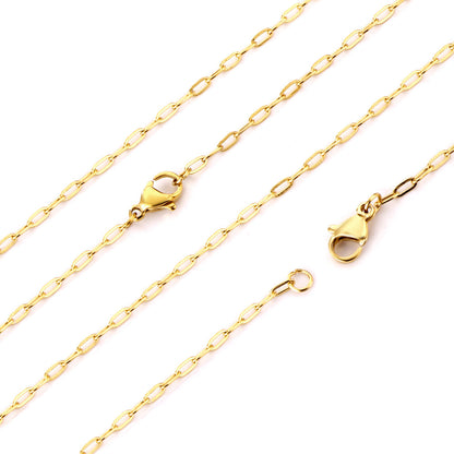 ASON 10pcs/bulk long necklace collar 0.5x2x4.3mm*45cm elongated sweater chain steel color & gold stainless steel necklace wholesale asonjewelry