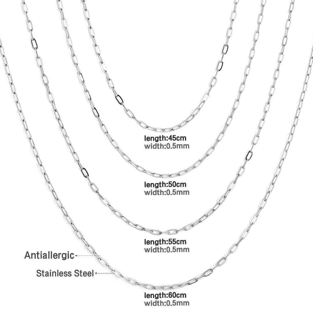 ASON 10pcs/bulk long necklace collar 0.5x2x4.3mm*45cm elongated sweater chain steel color & gold stainless steel necklace wholesale asonjewelry