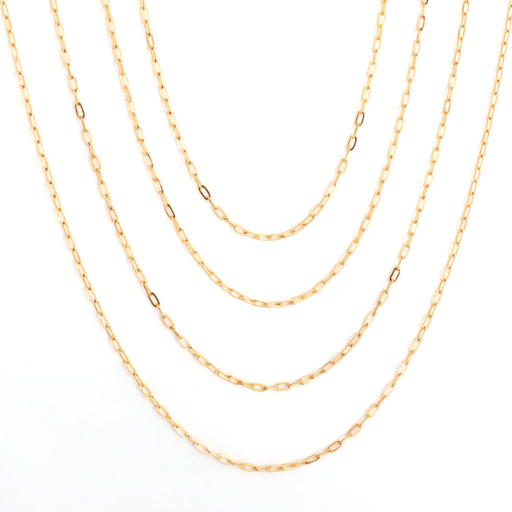 ASON 10pcs/bulk long necklace collar 0.5x2x4.3mm*45cm elongated sweater chain steel color & gold stainless steel necklace wholesale asonjewelry