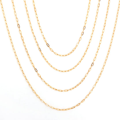 ASON 10pcs/bulk long necklace collar 0.5x2x4.3mm*45cm elongated sweater chain steel color & gold stainless steel necklace wholesale asonjewelry