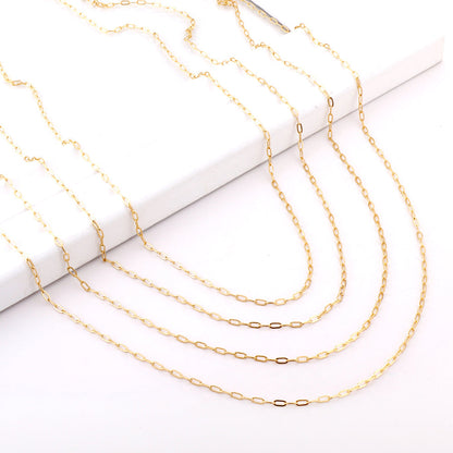 ASON 10pcs/bulk long necklace collar 0.5x2x4.3mm*45cm elongated sweater chain steel color & gold stainless steel necklace wholesale asonjewelry