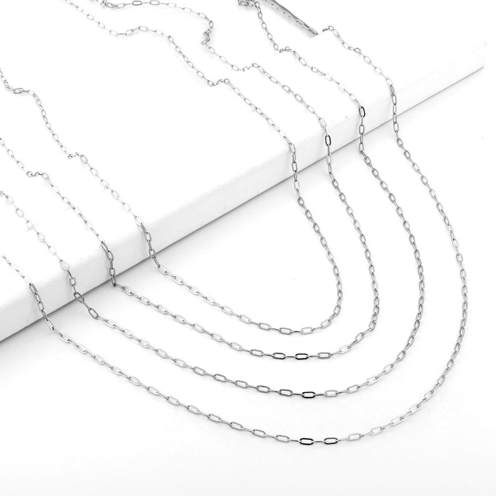 ASON 10pcs/bulk long necklace collar 0.5x2x4.3mm*45cm elongated sweater chain steel color & gold stainless steel necklace wholesale asonjewelry